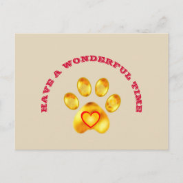 Cartão Postal Cute Gold Paw Saudação