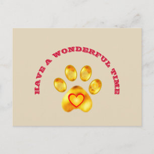 Cartão Postal Cute Gold Paw Saudação