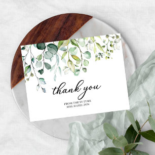 Cartão Postal Cute Greenery Eucalipto Obrigado Chá de Noiva