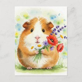 Cartão Postal Cute-Guiné com Cartão-Postal para Flores
