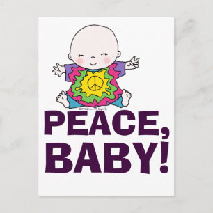 Cartão Postal Cute Hippie / Hippy Tie Dye Peace Baby
