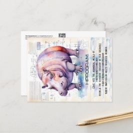 Cartão Postal Cute Hippopotamus
