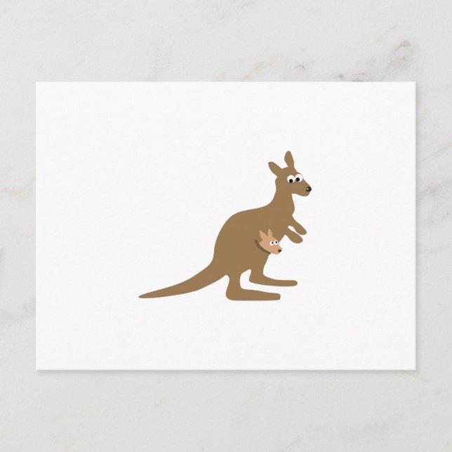 Cartão Postal Cute Kangaroo e Joey (Frente)