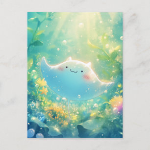 Cartão Postal Cute Kawaii Arraia Subaquática