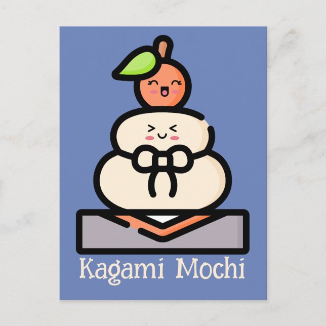 Cartão Postal Cute Kawaii Kagami Mochi (Frente)
