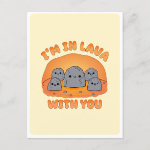 Cartão Postal Cute Kawaii - Pedras Vulcânicas Lava Cute Pun Cita