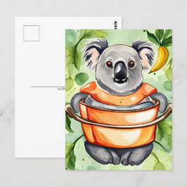 Cartão Postal Cute Koala Bear cozinhar janto, Posto