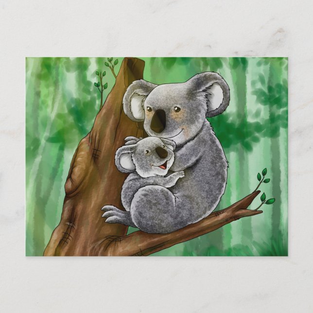 Cartão Postal Cute Koala e Baby (Frente)