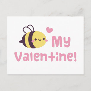 Cartão Postal Cute Little Bee Doodle, Bee My Valentine Trocadilh