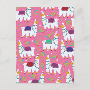 Cartão Postal Cute Llama Pattern