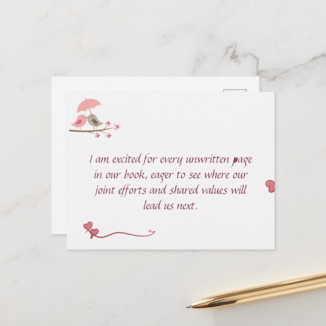 Cartão Postal Cute Love Birds Postcard | Shared Future & Growth  (Frente/Verso In Situ)