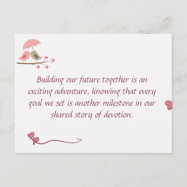 Cartão Postal Cute Love Birds Postcard | Shared Future & Growth  (Frente)