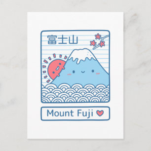 Cartão Postal Cute Love Monte Fuji Japão Doodle