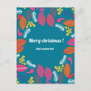 Cartão Postal Cute moderno verde floral natal nota personalizada