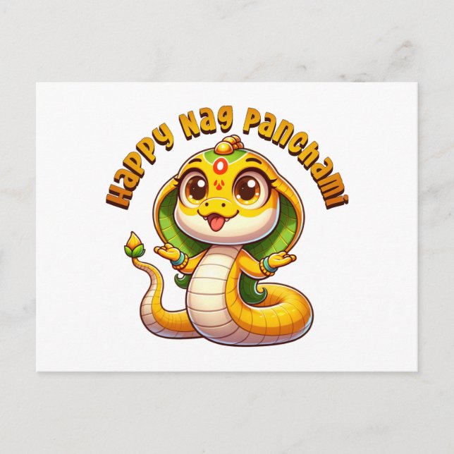 Cartão Postal Cute Naga Panchami Cobra (Frente)