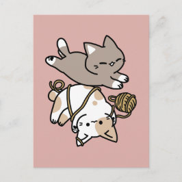 Cartão Postal Cute Playful Cats Design – Fun Paws and Play Art