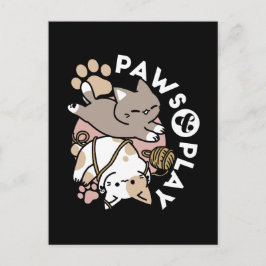 Cartão Postal Cute Playful Cats Design – Fun Paws and Play Art
