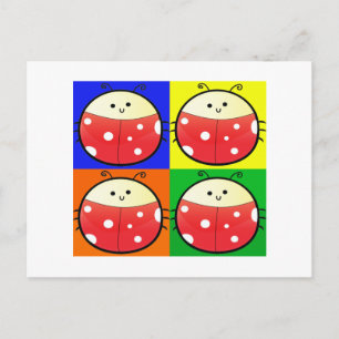 Cartão Postal Cute Popart Ladybird
