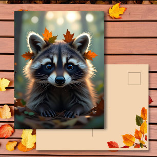 Cartão Postal Cute Raccoon   Mantendo contato