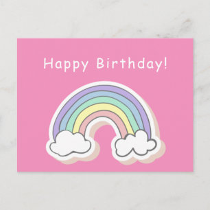 Cartão Postal Cute Rainbow - Aniversário de Meninas