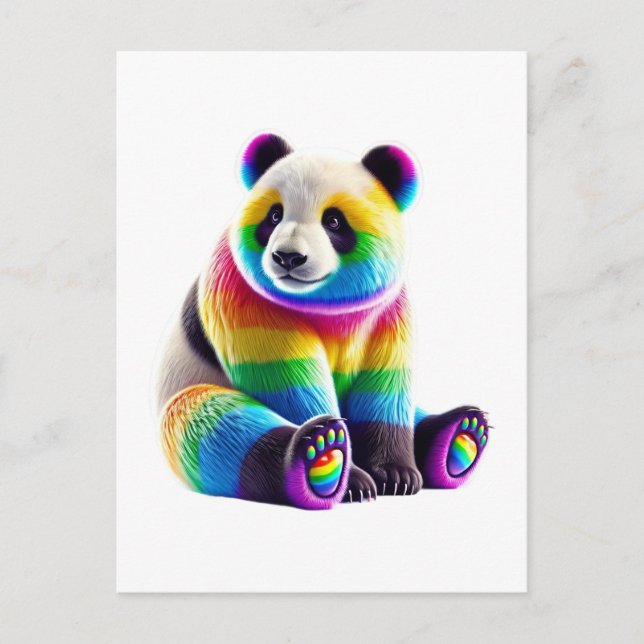 Cartão Postal Cute Rainbow Panda (Frente)