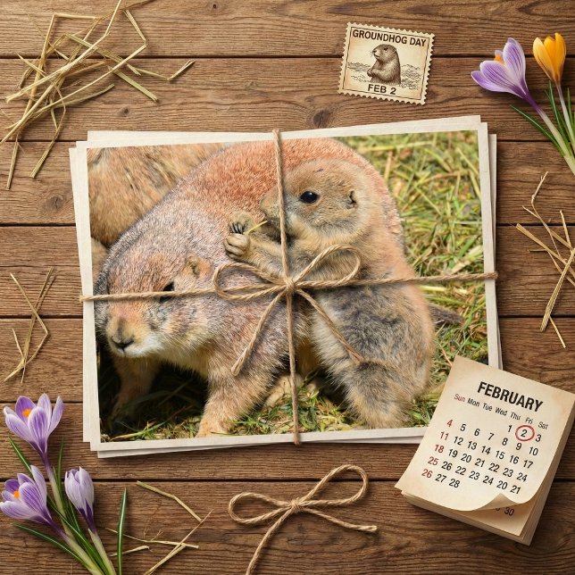 Cartão Postal Cute Realistic Groundhog Family Photo (Criador carregado)