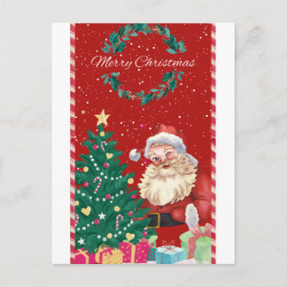 Cartão Postal 🎄 Cute Santa Claus Christmas Illustration – Festi