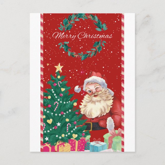 Cartão Postal 🎄 Cute Santa Claus Christmas Illustration – Festi (Frente)