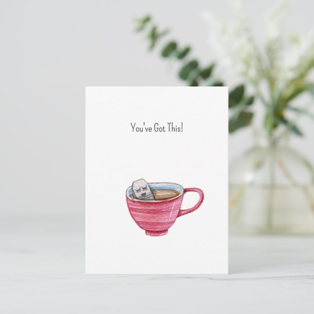 Cartão Postal Cute Tea Bag Illustration Cup Of Tea Support Card (Em pé/Frente)