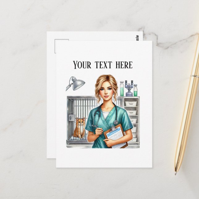 Cartão Postal Cute Veterinarian Office customizable (Frente/Verso In Situ)