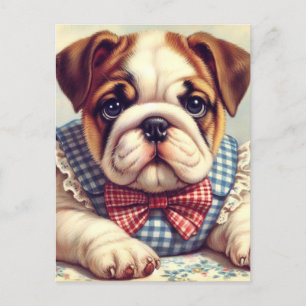 Cartão Postal Cute Vintage English Bulldog Art
