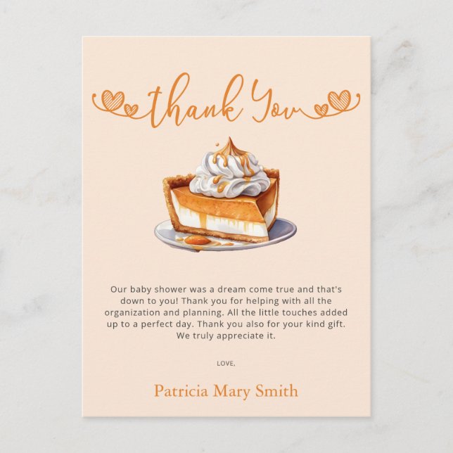 Cartão Postal Cutie Pie Chá de fraldas Obrigado (Frente)