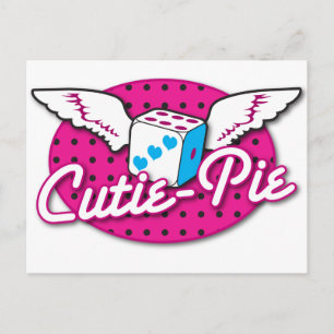 Cartão Postal Cutie-Pie rockabilly cute dice with wings