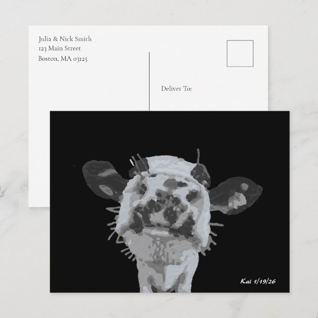 Cartão Postal Cutucada no focinho, Animal (Frente/Verso)