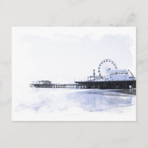 Cartão Postal Cyanotype Santa Monica Pier