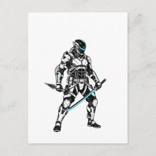 Cartão Postal Cyberpunk Mecha Shinobi Futurístico Capuz Gráf do