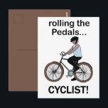 Cartão Postal Cyclist Bicycle Bike<br><div class="desc">Cyclist Bicycle Bike Postcard originally designed by Nisha Prabhu. Send your greetings with our vibrant cycling-themed postcard. Showcasing colorful images of cyclist, vintage bicycle, this postcard is perfect for bike lovers and adventure seekers. Ideal for sharing your love of biking, travel, and exploration, this postcard adds a fun and energetic...</div>