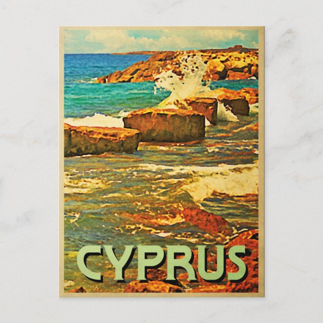 Cartão Postal Cyprus Rocky Shore (Frente)