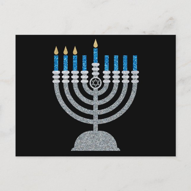Cartão postal da 3ª Noite de Hanukkah Glitter (Frente)