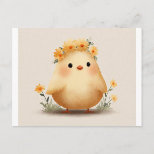 Cartão Postal da Adorável Franga com Coroa de Flor