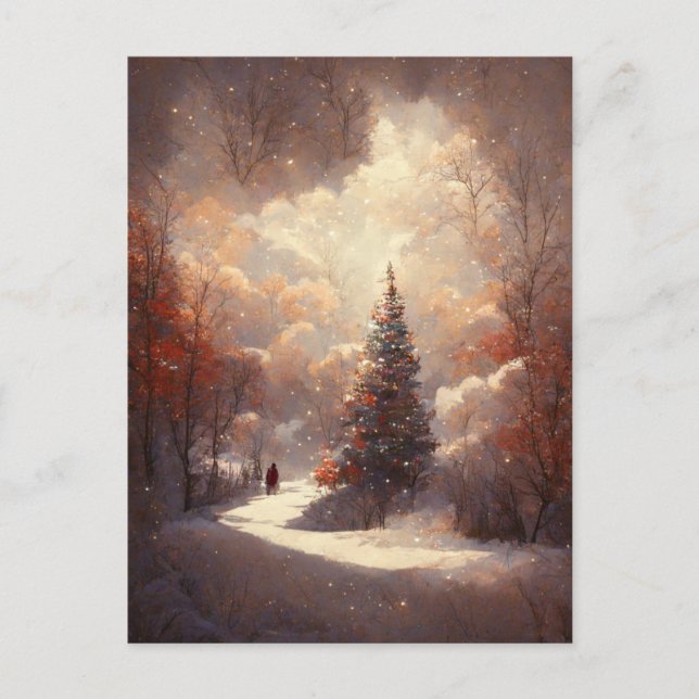 Cartão postal da árvore de Natal comercial de logo (Frente)