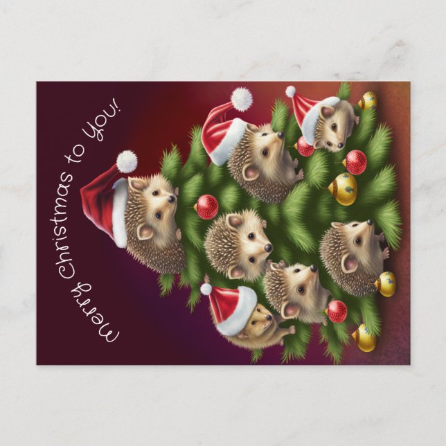 Cartão postal da Árvore de Natal de ouriço-cacheir (Frente)