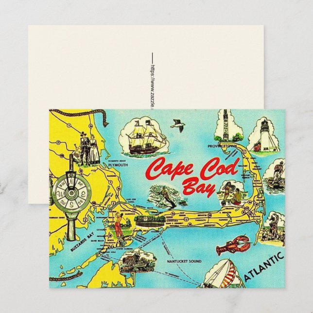 Cartão postal da Baía de Cape Cod (Frente/Verso)