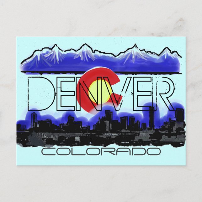 Cartão postal da bandeira artística de Denver Colo (Frente)
