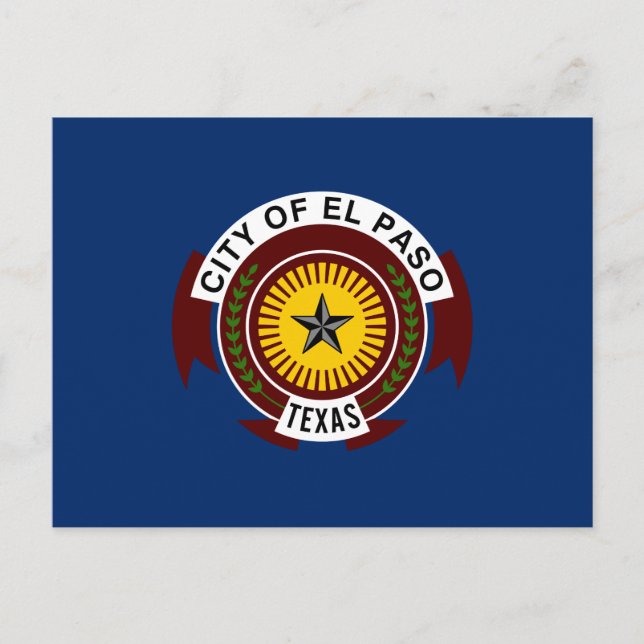 Cartão postal da bandeira da cidade de El Paso, Te (Frente)
