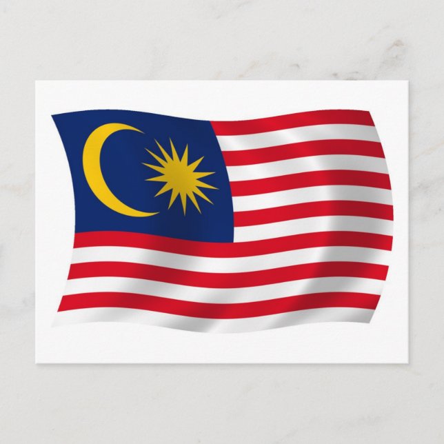 Cartão Postal da Bandeira da Malásia (Frente)