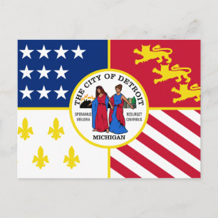Cartão postal da bandeira de Detroit, Michigan