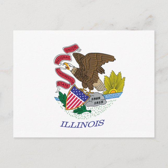 Cartão Postal da Bandeira de Illinois (Frente)