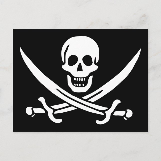 Cartão Postal da Bandeira Pirata Jolly Roger (Frente)