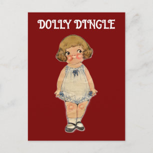 CARTÃO POSTAL DA BONECA DE PAPEL DOLLY DINGLE